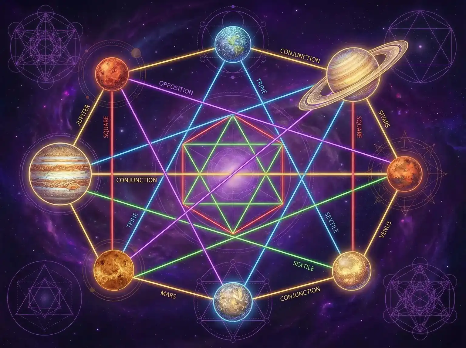 行星相位解读 - 天涯明月刀门派 | 占星学进阶